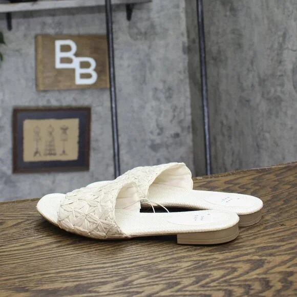 NWT A New Day Womens Ariella Woven Raffia Slide Sandals 92609192 White 9M - Picture 6 of 10